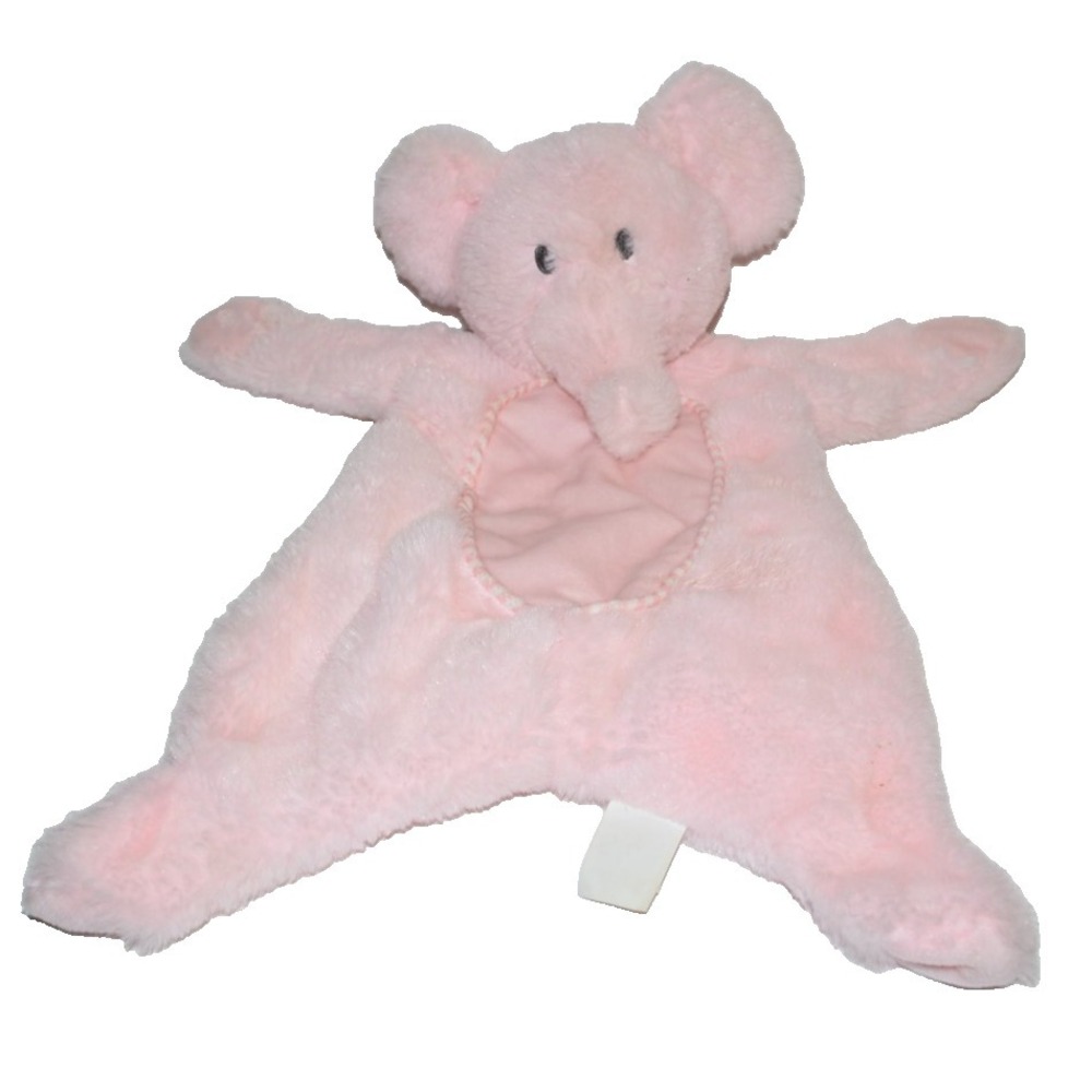 Kellytoy FLATTIES Pink Elephant Lovey Security Blanket Plush Rattle Crinkle‎